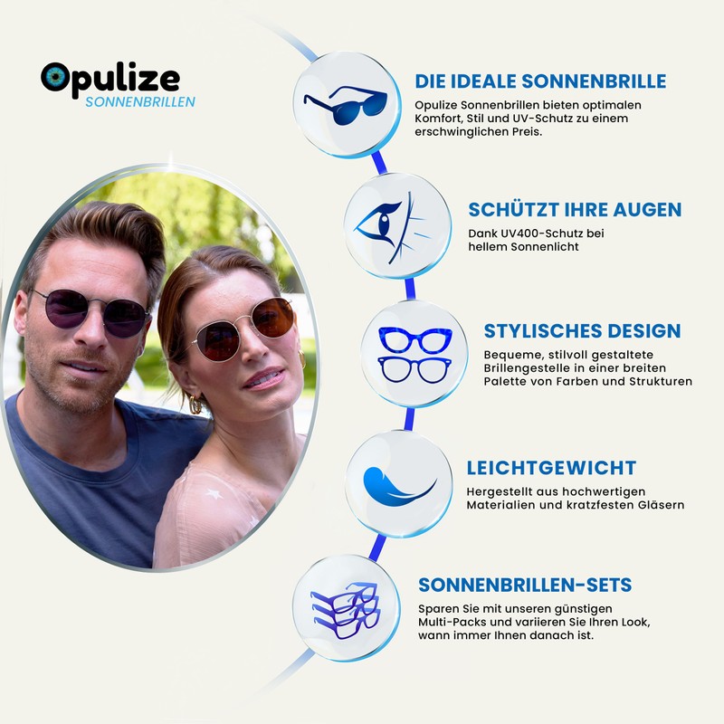 Opulize KOI Reading Sunglasses - Large Rectangular Frame - Tinted