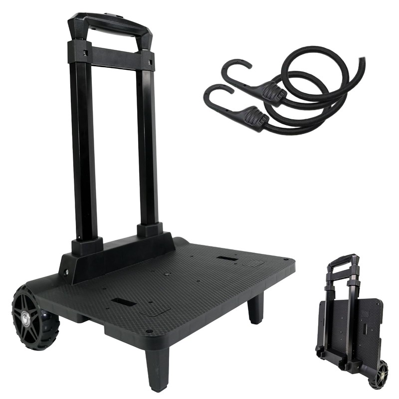 Backpack Cart with Elastic Ropes, Aluminium Alloy Folding Trolley for