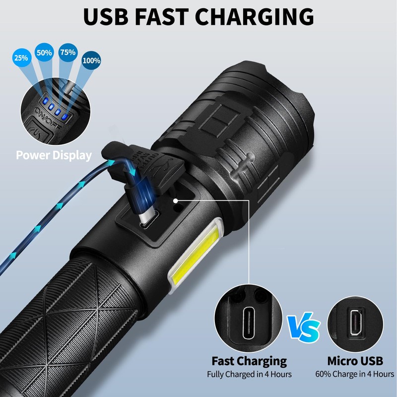taoquwe Rechargeable LED Flashlights High Lumens, 99,000 Lumen Super Bright