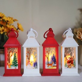 Imported Christmas Mood Light: Santa & Elk Luminous Window Display Decoration Janglf1989 Red Christmas Hollow 10ea