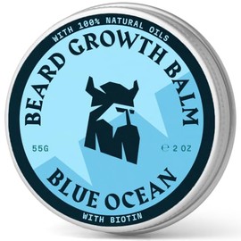 Striking Viking Beard Growth Balm with Biotin for Men – 2 Oz, Blue Ocean