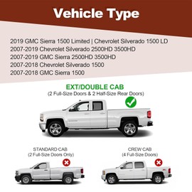Running Boards 6.5 Inches Double Cab Fits for 2007-2018 Chevy Silverado GMC Sierra 1500, 07-19 2500HD 3500HD (2 Full 2 Half Size Doors) 2019 Limited LD Black Aluminum Alloy Side Steps Rails Nerf Bars