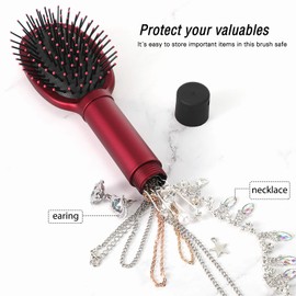 Diversion Safe Hair Brush, Store Money, Cash, Key, Jewelry Safe Disguised Safes Hair Brush Cash Holder Container for Travel or Home Security Gift(Red)