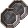 Mino Pottery Amy 85 Octagon Plate, Silver Metallic, Set of