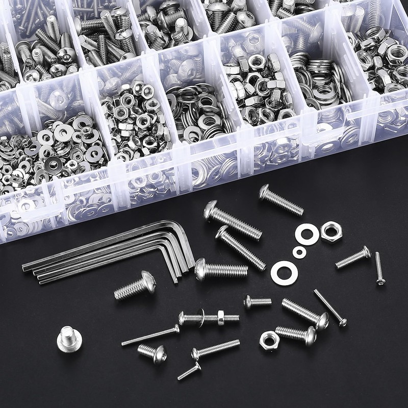 1430 Piece M2 M3 M4 M5 Screw Set, Silver Allen