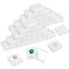 BENECREAT 48Pcs White Gemstone Display Box, 4x4x1.5cm Plastic Transparent Bare