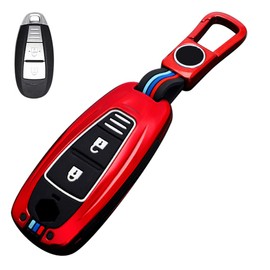 LETINGFAR Key Case for Suzuki, Smart Key Case, Key Cover, 3H Alloy Suzuki Dedicated Design, Key Holder, SUZUKI SX-4, S-CROSS Key Case for Ignis, Escudo, Swift, Baleno, etc, red