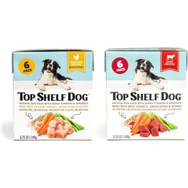 Fresh Dog Food, All Natural Complete Meal or Kibble Topper, Shelf Stable Premade Wet Recipe with Added Vitamins & Minerals for Picky Eaters Puppies Seniors (8.75 Ounce (Pack of 12), Chicken and Beef)