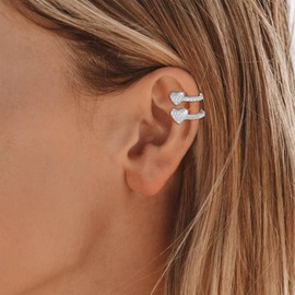 Ear Cuffs for Women Heart Clip On Earrings Dainty CZ Cartilage Earrings Non Piercing Ear Wrap Earrings Gold Fake Earrings Trendy Jewelry Gift for Women