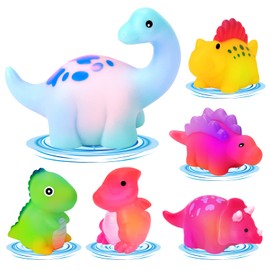 REMOKING 6 PCS Light Up Floating Dinosaur Bath Toys for Baby,Flashing Colourful LED Bathtub Toys, Infants Toddler Child Preschool Bathroom Shower Water Tub Games Swimming Pool Party Birthday Gifts