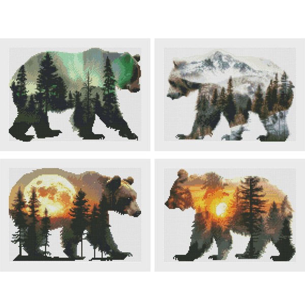 Bear Diamond Art Kits for Adults - 4 Pcs DIY
