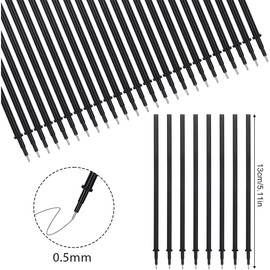 Erasable Refills, Pack of 30 Refills 0.5 mm Rollerball Pen Erasable Pen Erasable Gel Pen Erasable Gel Pen Erasable for Adults Children Students (Black)
