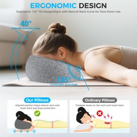 Face Down Pillow, Massage Headrest for Bed, Massage Face Cradle for Bed, BBL Pillow After Surgery Post Eye Surgery Vitrectomy Recovery, Faces Down Pillows for Rest and Recovery Reimagined (Grey)