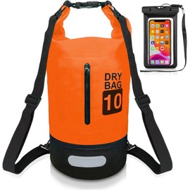 Bolsa Impermeable, Bolsa Seca 10l 20l 30l Con Funda Impermeable Para Teléfono, Correa Larga Ajustable Para El Hombro, Mochila Impermeable Para Senderismo Y Deportes Acuáticos. (Naranja, 10L)