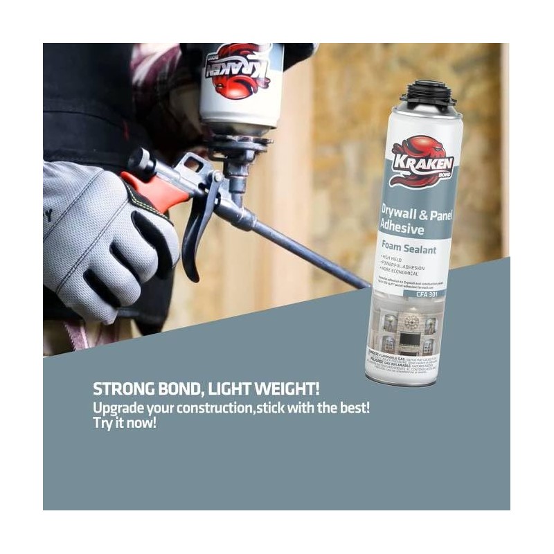 KRAKEN BOND Drywall & Panel Adhesive Foam - (2X24oz) Heavy-Duty,