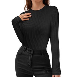 MANGOPOP Long Sleeve Underscrub for Women Thermal Undershirts Ribbed Fitted Crew Neck Fall Winter Trendy Going Out Tops 2025