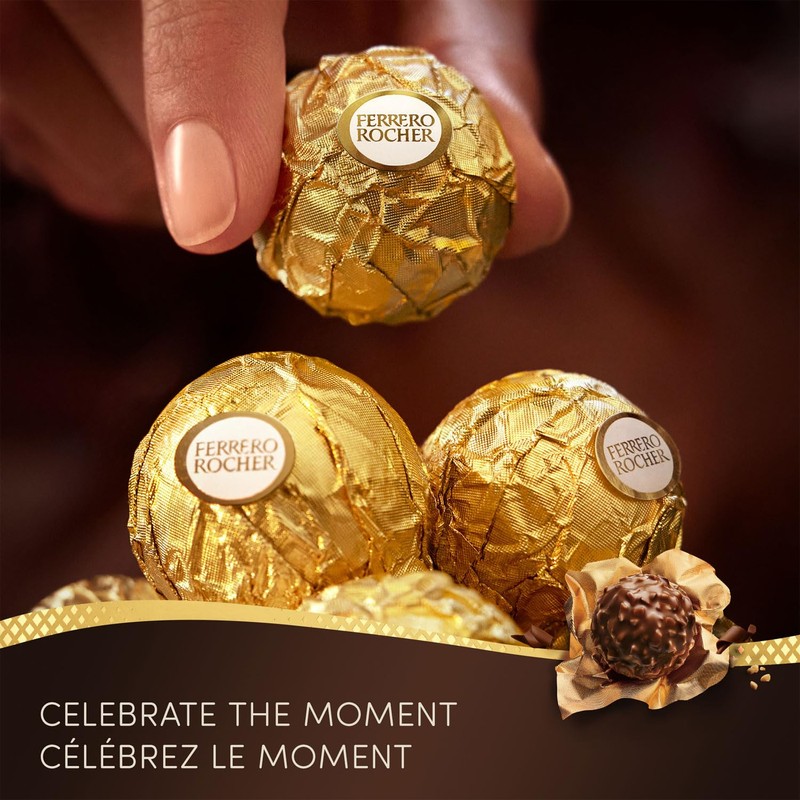FERRERO ROCHER Fine Hazelnut Milk Chocolate Gift Box, 48 Count,