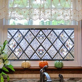 HOMETITUTE Privacy Window Film Decorative Glass Door Cling Static Cling Window Film Textured Frosted Window Covering for Bathroom Kitchen Entryway Anti UV Adhesive Free 39.3x17.7 Inch