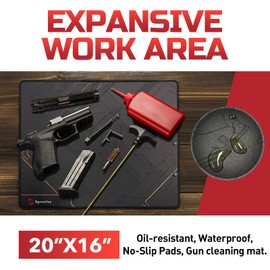 Sgreatiny 20"x 16" Large Gun Cleaning Mat,Work mat,Double Thickness Anti Slip Pads,Table-gripping Mat,Protective Workbench Mat,Rifle,Pistol,Shotgun Cleaning Mat for Gun Cleaning Kits