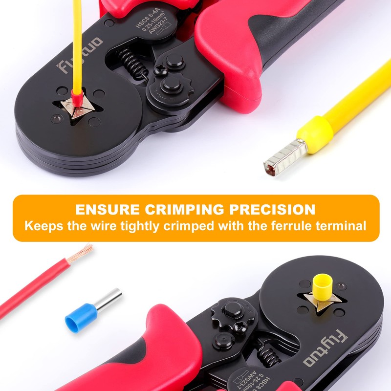 Flytuo Ferrule Crimping Tool, AWG23-7 Self-adjustable Ratchet Wire Ferrule Crimper,