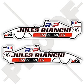 Jules Bianchi RIP Formula 1 F1 Racing Driver 8" (200mm) Vinyl Bumper-Helmet Stickers, Decals x2