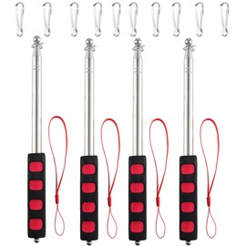 Shinkito 4 PCS 6.5Ft Telescopic Handheld Flagpoles with Clips Portable Telescopic Banner Flag Pole Telescopic Teacher Pointer Tour Guide Flag Pole for Festival Tour Guides Teachers (Red)