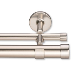 MODE Cambria Designer Series - Premium 3 foot Custom Double Curtain Rod - 1-1/8 inch Large Diameter - Non-Adjustable, Seamless Look - Premium Designer Brackets and End Caps - Brushed Nickel Finish