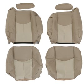 labwork Front Driver and Passenger Side Medium Tan and Tan Artificial Leather Seat Cover Armrest Cover Replacement for Yukon Sierra Denali 2003-2006