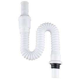 Angle Simple Sink Drain Hose, Plastic Flexible Bathroom Drain Pipe Extender, 1 1/4" OD, Length of 17 1/2" to 35 1/4"