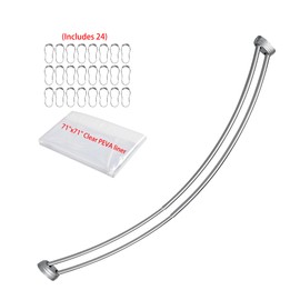 Utopia Alley Rustproof Wall Mounted Aluminum Double Curved Shower Curtain Rod, Screw Mount Rod, Secure Than Tension, Adjustable Shower Rod from 45" to 72", Includes shower liner & hooks (Chrome)