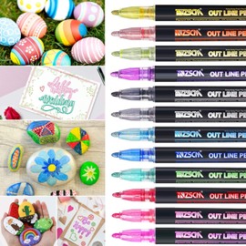 TaimeiMao 12 Colours Glitter Pens Girls Magic Pens Children Acrylic Pens for Stones Waterproof Magic Pens Machine Washable Pens Glitter Stones Painting for Girls Gifts 4-12 Years
