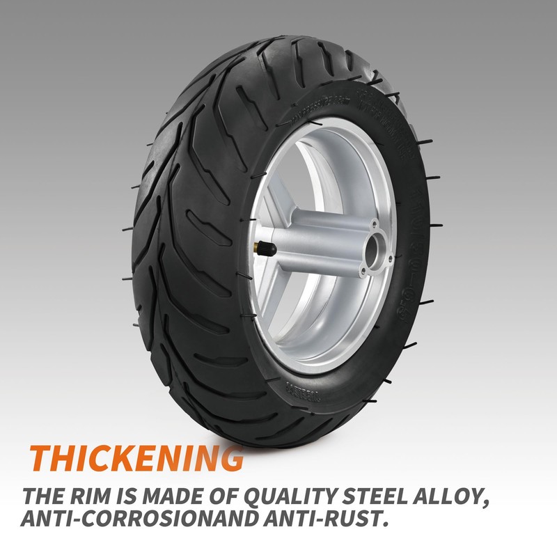 110/50-6.5” Mini Bike Wheel Rear Tire, Rubber Wheel Tire and