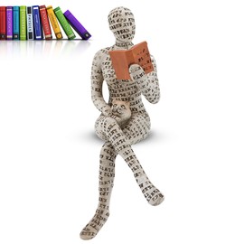 Cyrank Reading Woman, Figurine Decoration for Shelf, Small Reading Women Shaped Sculpture, Abstract Reading Figure, Sculptures, Innovative Lady Shaping Pulp, Office, Study, Bookshelf Ornaments (B.)