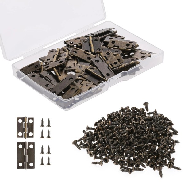 Hariendny Small Hinges for Wooden Box, 30Pcs Cabinet Drawer Butt