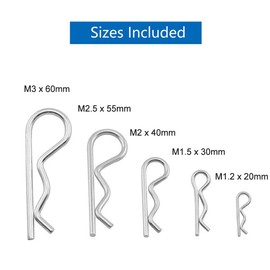 XBDZR 25 Pcs Cotter Pins, Cotter Pin Assortment Kit, Heavy Duty R Clips Hardware Pins, Zinc Plated Hairpins for Use On Hitch Pin Lock Systems - 5 Sizes