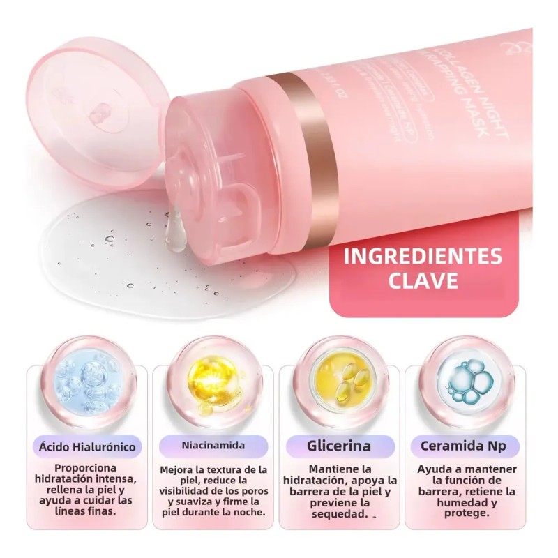 Mascarilla Nocturna Facial Hidratante + Colágeno + 75ml