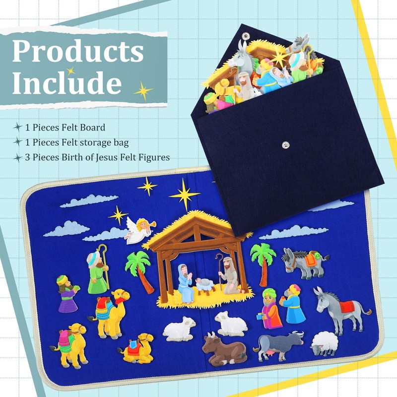 Yilloog Nativity Bible Felt Board Jesus Birth Felt Story Board