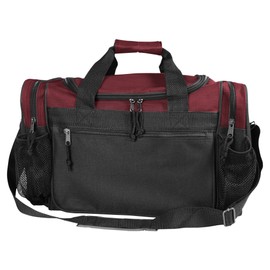 DALIX 17" Duffle Bag Front Mesh Pockets in Maroon