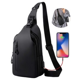 Waterproof Sling Bag Crossbody Backpack for Men Women Sling Backpack Hiking Daypack Multipurpose Cross Body Chest Bag (Black)