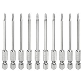 HARFINGTON 10pcs T9 Security Torx Bit 1/4" Hex Shank 3" Long S2 Steel Magnetic Tamper Resistant Star Bits Screwdriver Torx Head with Hole for Driver Drill Bits Remove Fastening Screws