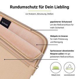 Artwizz Neoprene Sleeve Pro Case Compatible with MacBook Air 13 (2018-2024), MB Pro 13 (2016-2022) - Protective Case with Accessory Compartment - Gold