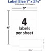 Avery Multi-Use Permanent Labels, 1" x 2.75", White, Non-Printable, 128