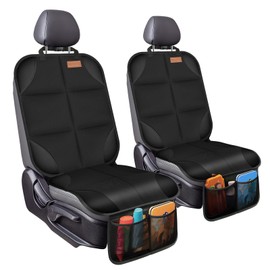 Yuan & Chuang Car Seat Protector 2 Pack -1680D Fabric,with Thickest Padding car seat Cover,car seat Protector for Baby carseat,Non-Slip Backing, 2 Storage Pockets- Black