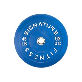 Signature Fitness Color Coded 2" Olympic Bumper Plate Weight Plates with Steel Hub - 100% Virgin Rubber
