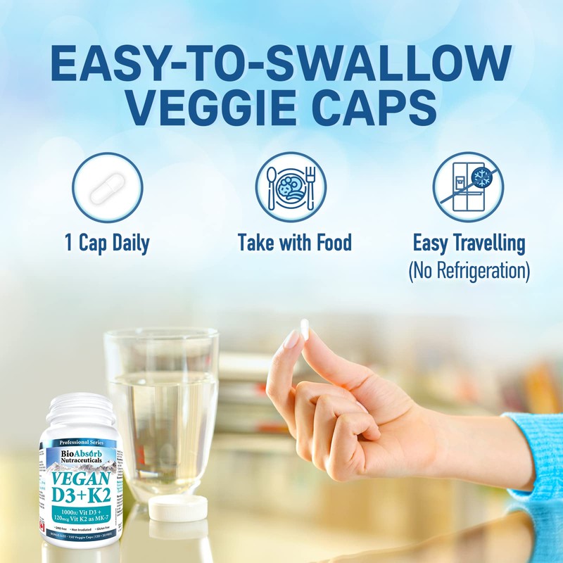 Vegan Vitamin D3 1000 IU + Vitamin K2 MK-7 Form