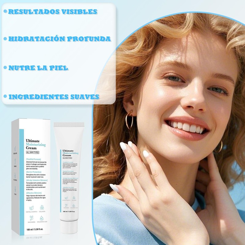 2PC Crema hidratante definitiva con fórmula juvenil, crema hidratante con