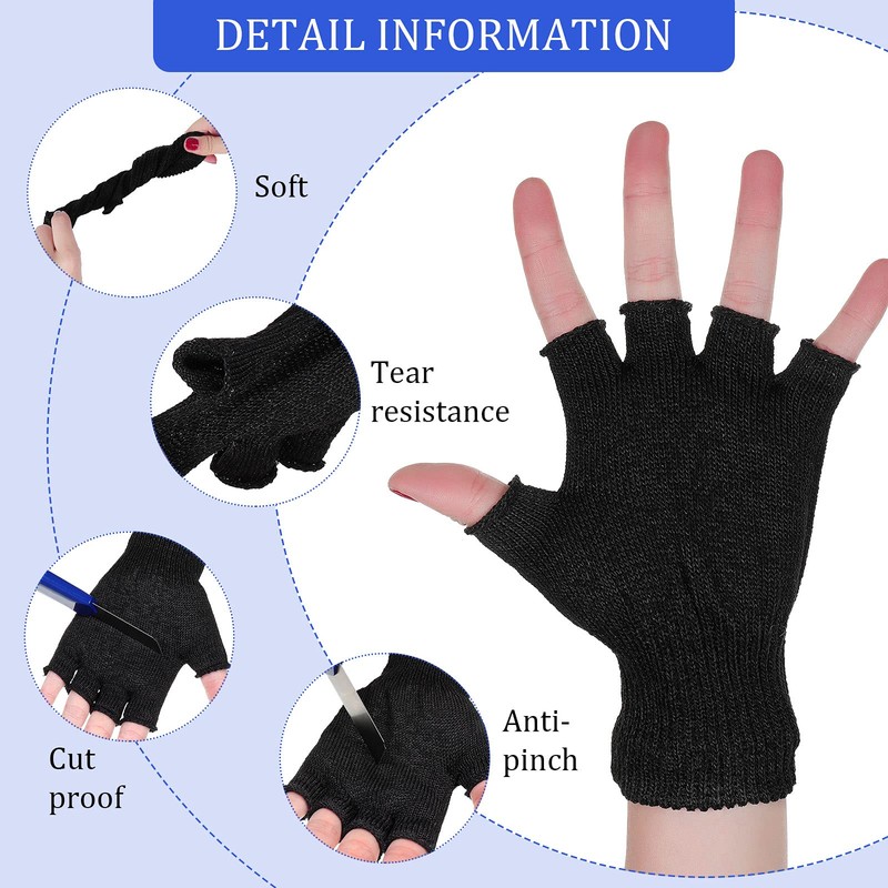 2 Pair Cut Resistant Half Finger Protection Gloves for Home