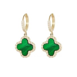 GAUEIOUR St. Patrick's Day Irish Earrings,New Vintage Silver Needle Emerald Green Leaf Earrings, Simple and Lucky Personality Diamond Leaf Earrings,Charm Irish Party Gift(Green)
