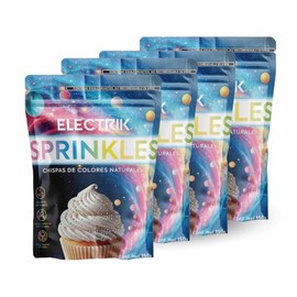 ELECTRIK Sprinkles - Chispas de colores naturales – 4 PACK de 150g| Sin azúcar, bajo en carbohidratos, colores naturales