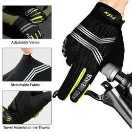 FDX Full Finger Winter Cycling Gloves - Warm Windproof, Mountain Bike Gloves Anti-Slip Padded Palm, Touchscreen, Breathable, Water Resistant MTB Racing and Running Mitts for Men Women (Yellow, XXL)